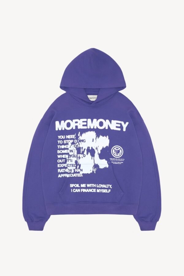 Lila Kapuzenpullover „More Money More Love“