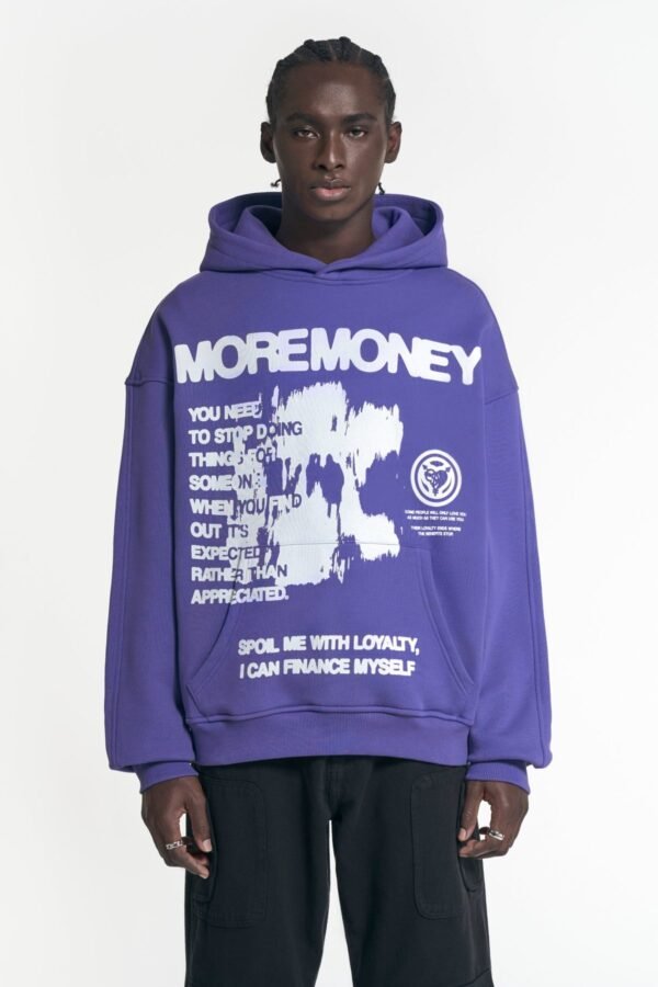 Lila Kapuzenpullover „More Money More Love“