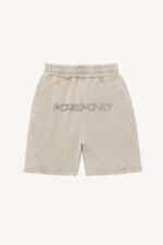 More Money – Shorts mit Logo in verwaschenem Grau