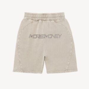 More Money – Shorts mit Logo in verwaschenem Grau