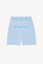 Shorts mit Logo „More Money“ in verwaschenem Azurblau